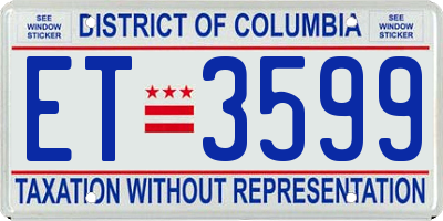 DC license plate ET3599