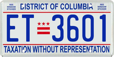 DC license plate ET3601