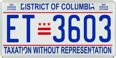 DC license plate ET3603