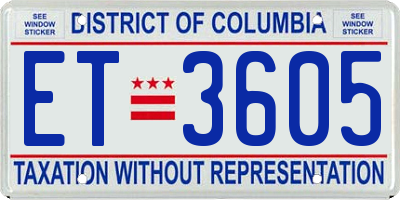 DC license plate ET3605