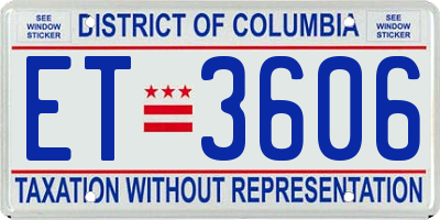 DC license plate ET3606