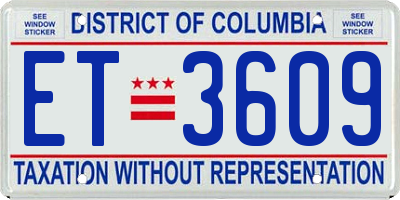 DC license plate ET3609