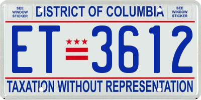 DC license plate ET3612
