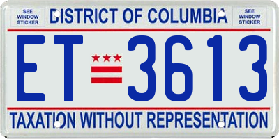 DC license plate ET3613