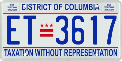 DC license plate ET3617