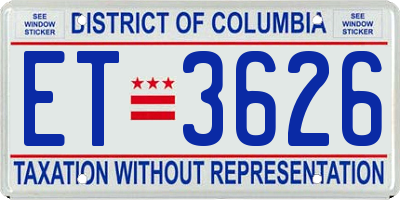 DC license plate ET3626