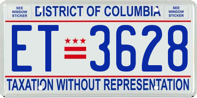 DC license plate ET3628