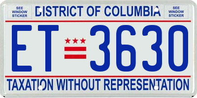 DC license plate ET3630