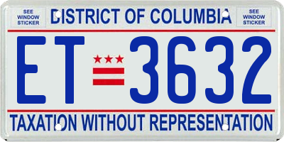 DC license plate ET3632