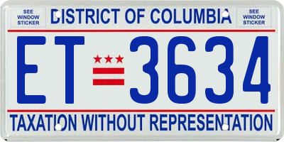 DC license plate ET3634