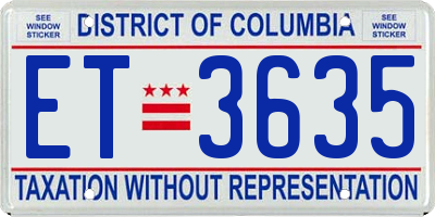 DC license plate ET3635
