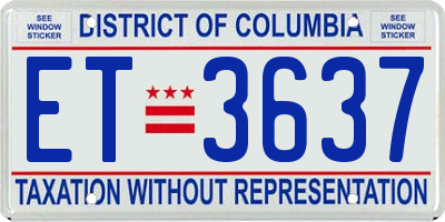 DC license plate ET3637