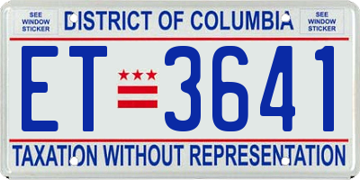 DC license plate ET3641