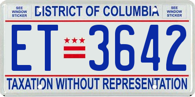 DC license plate ET3642