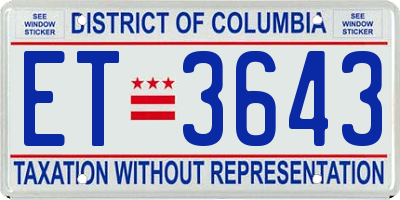 DC license plate ET3643