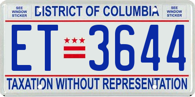 DC license plate ET3644