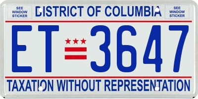 DC license plate ET3647