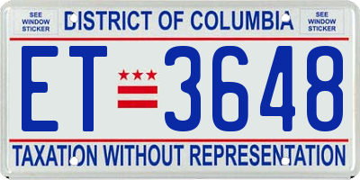 DC license plate ET3648