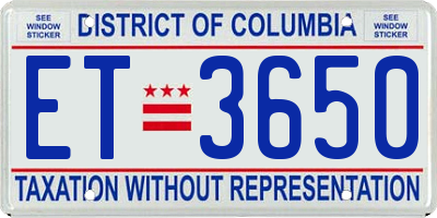 DC license plate ET3650