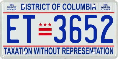 DC license plate ET3652