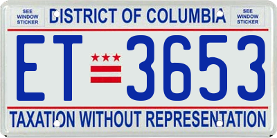 DC license plate ET3653