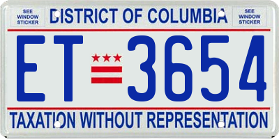 DC license plate ET3654