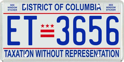 DC license plate ET3656