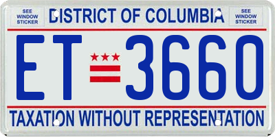 DC license plate ET3660