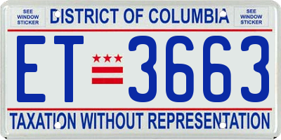 DC license plate ET3663