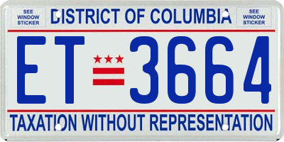 DC license plate ET3664