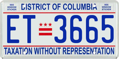 DC license plate ET3665