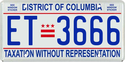 DC license plate ET3666