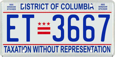 DC license plate ET3667