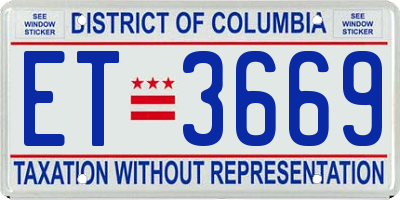 DC license plate ET3669
