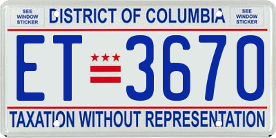 DC license plate ET3670