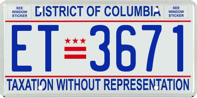 DC license plate ET3671