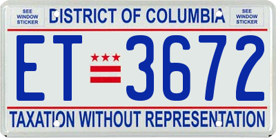 DC license plate ET3672