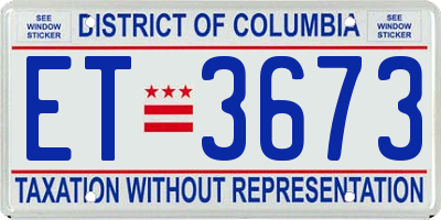 DC license plate ET3673