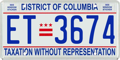 DC license plate ET3674