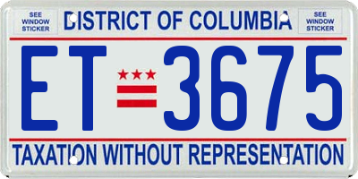 DC license plate ET3675