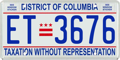 DC license plate ET3676
