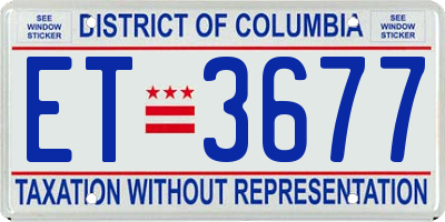 DC license plate ET3677