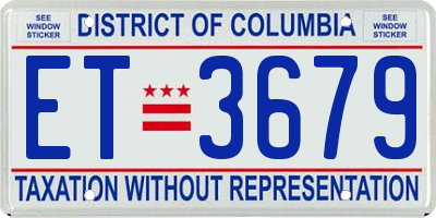 DC license plate ET3679