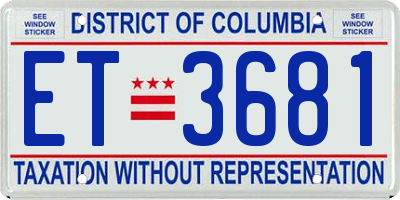 DC license plate ET3681
