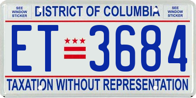 DC license plate ET3684