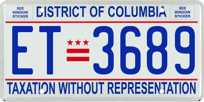 DC license plate ET3689