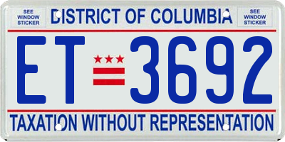 DC license plate ET3692