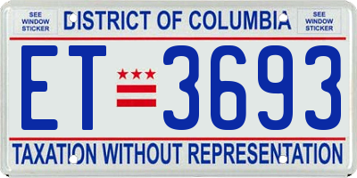 DC license plate ET3693
