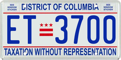 DC license plate ET3700