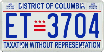 DC license plate ET3704